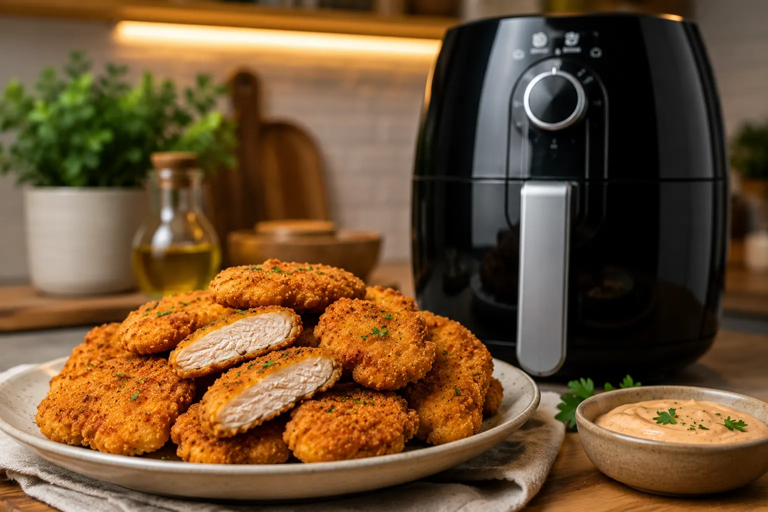 Pollo empanado crujiente