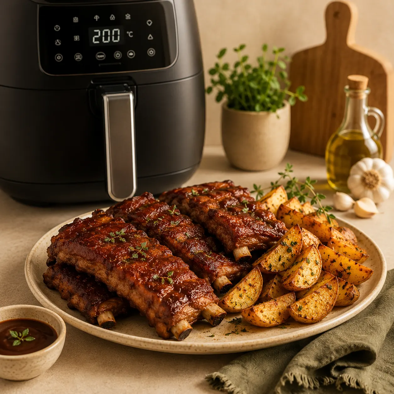 Costillas de cerdo con papas