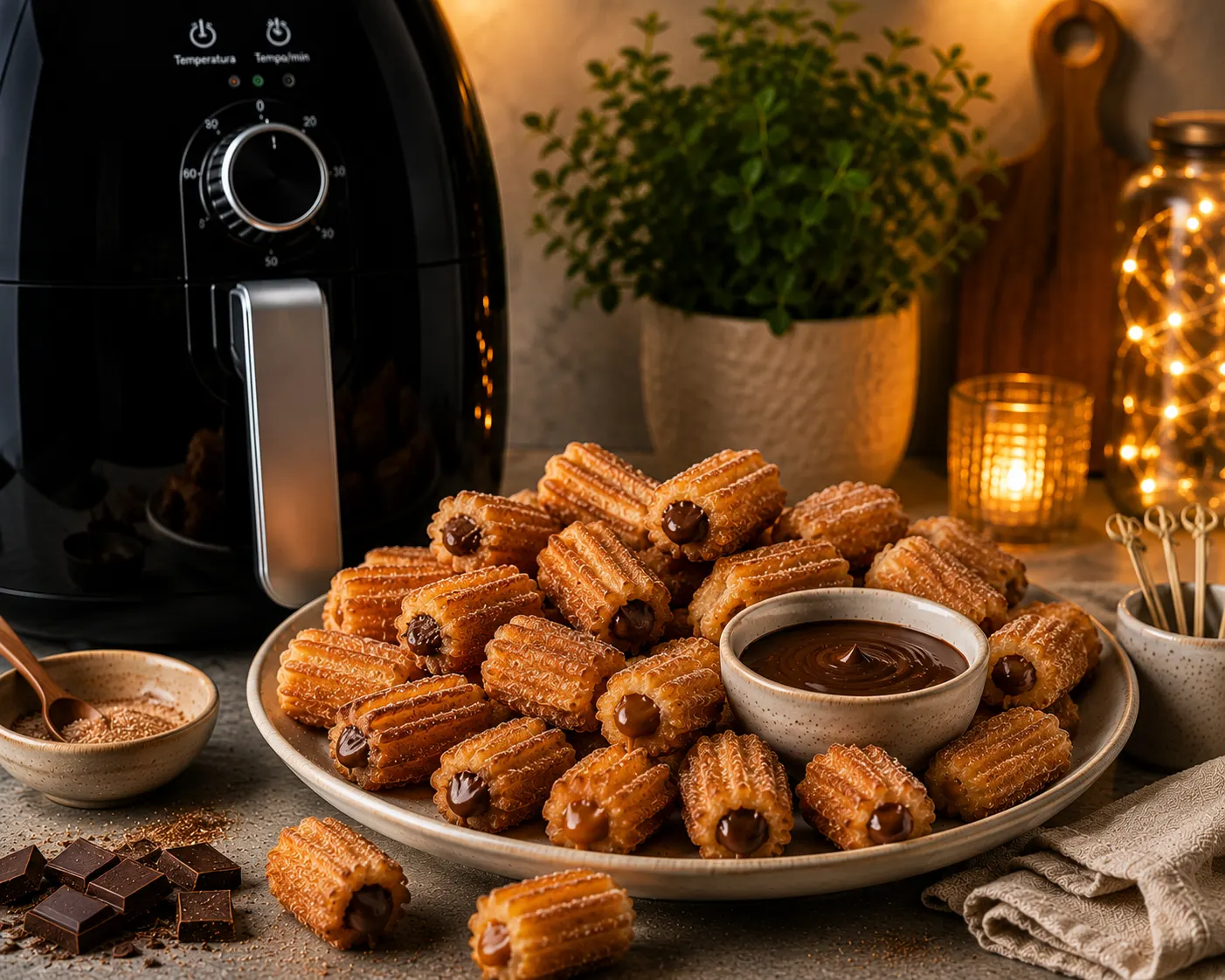 Churros rellenos de chocolate